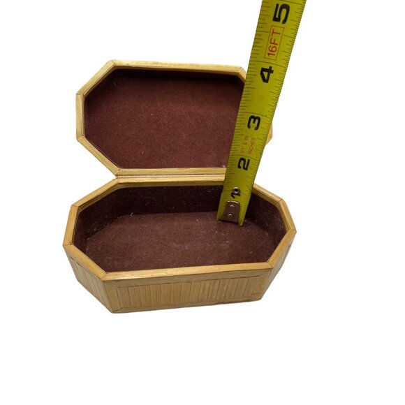 Handmade Octagonal Bahamas Wooden Trinket Jewelry Box /with lid. Lined Souvenir - Picture 10 of 10